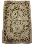 Tappeto mezzo punto usato 148x83 cm beige con decorazione floreale