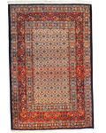 Tappeto persiano Mud usato 156x105 cm con disegno floreale nei toni beige, rosso e blu