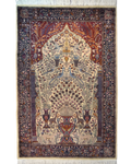 Tappeto Pakistan usato 220x141 cm avorio con motivi floreali, uccelli e animali