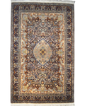 Tappeto Pakistan usato 256x151 cm blu e azzurro con medaglione centrale e disegno floreale