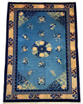 Tappeto Pechino 100 usato 242x150 cm azzurro con motivi floreali orientali