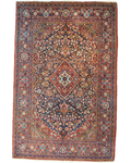 Tappeto Kashan persiano annodato a mano 210x134 cm con raffinati motivi tradizionali e colori classici.