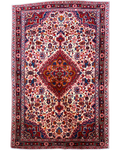 Tappeto persiano Giosan 150x100 cm avorio e rosso con medaglione floreale