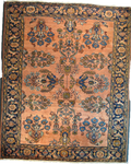 Tappeto persiano Lilihan d'epoca annodato a mano con eleganti motivi floreali su fondo rosa antico, misura 190x155 cm
