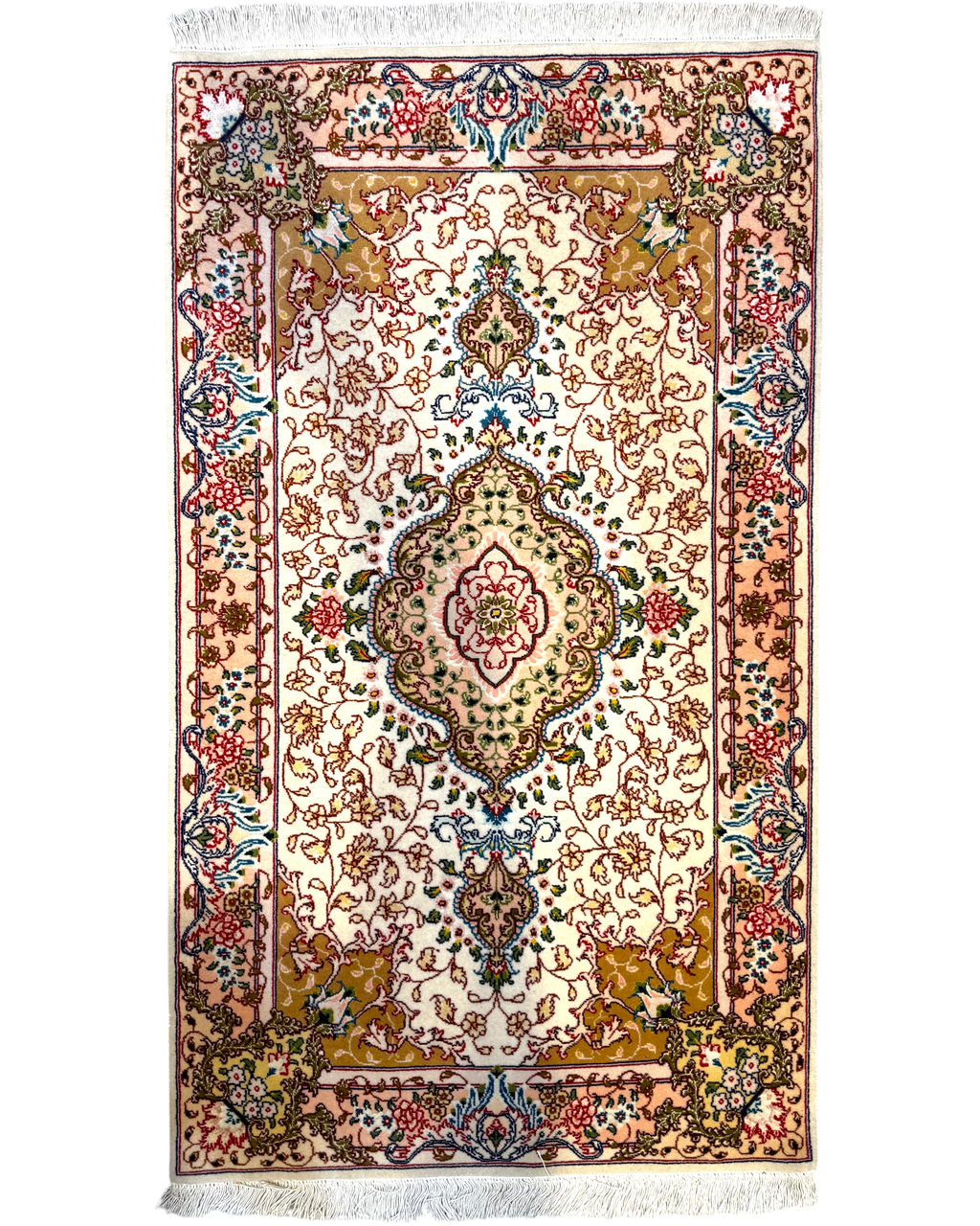 Tappeto persiano Tabriz 60 Raj misto seta 128x74 cm con medaglione