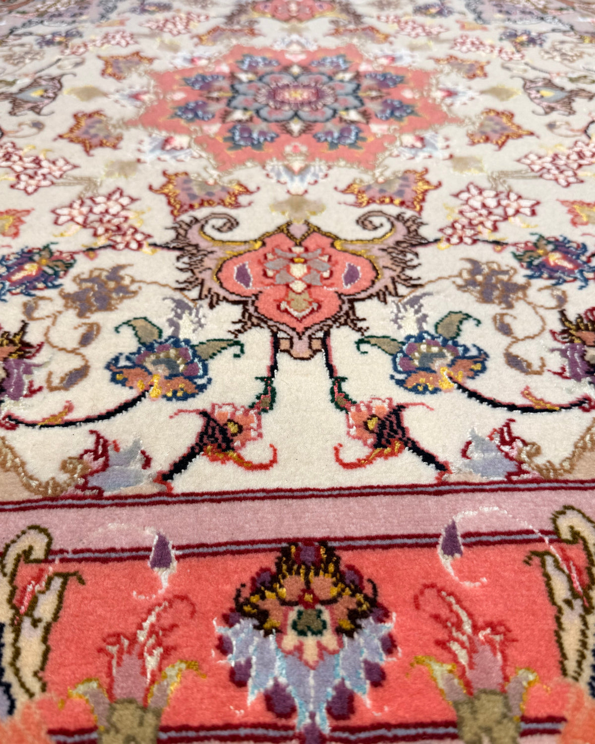 Tappeto persiano Tabriz 60 Raj misto seta quadrato 100x100 cm