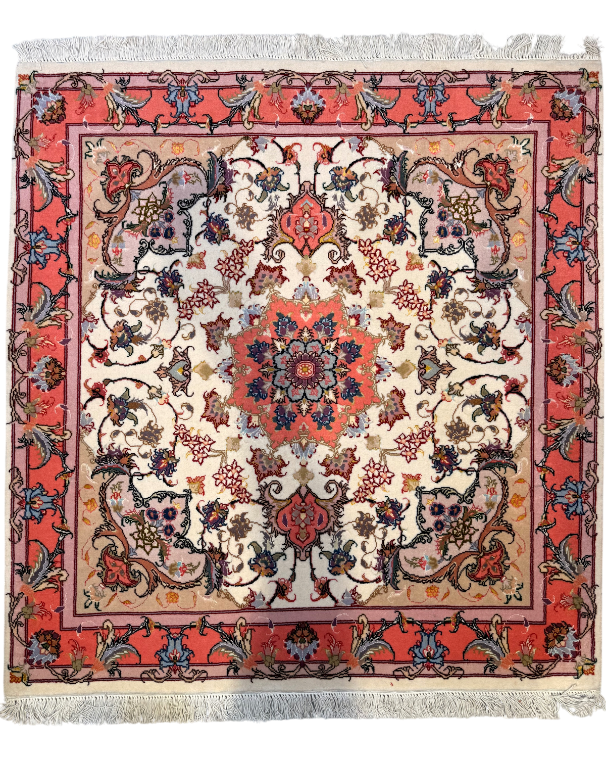 Tappeto persiano Tabriz 60 Raj misto seta quadrato 100x100 cm