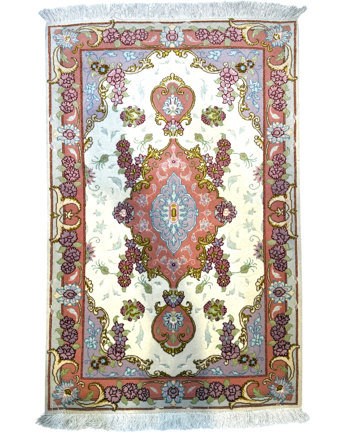 Tappeto persiano Tabriz 60 Raj misto seta rosa 118x75 cm