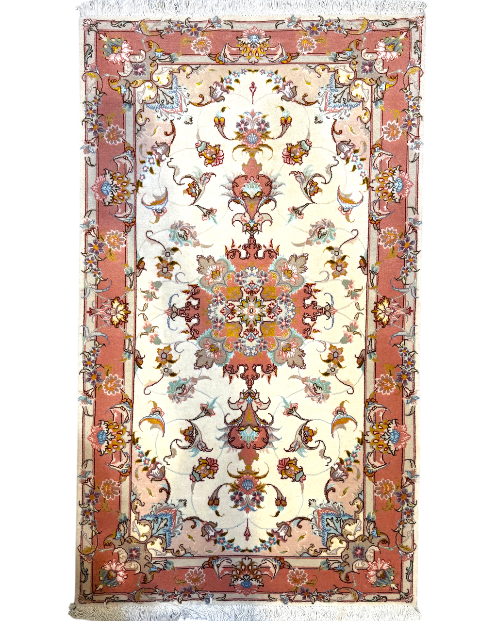 Tappeto persiano Tabriz 60 Raj misto seta rosa 128x74 cm