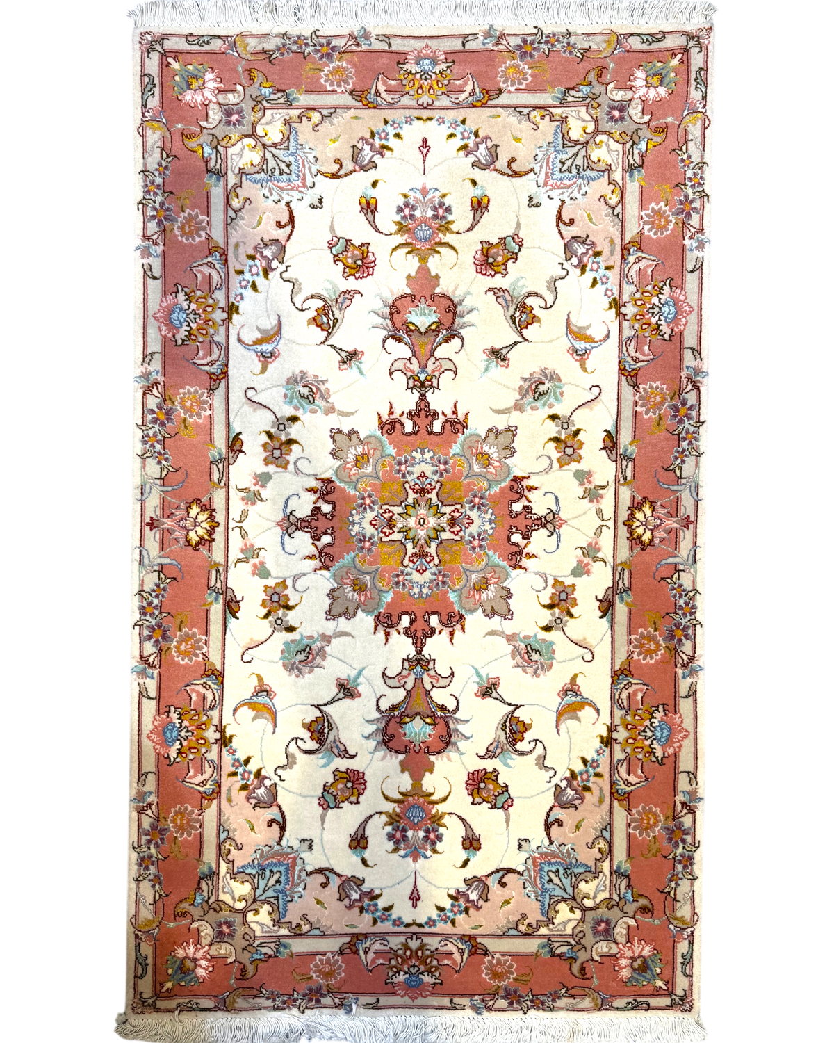 Tappeto persiano Tabriz 60 Raj misto seta rosa 128x74 cm