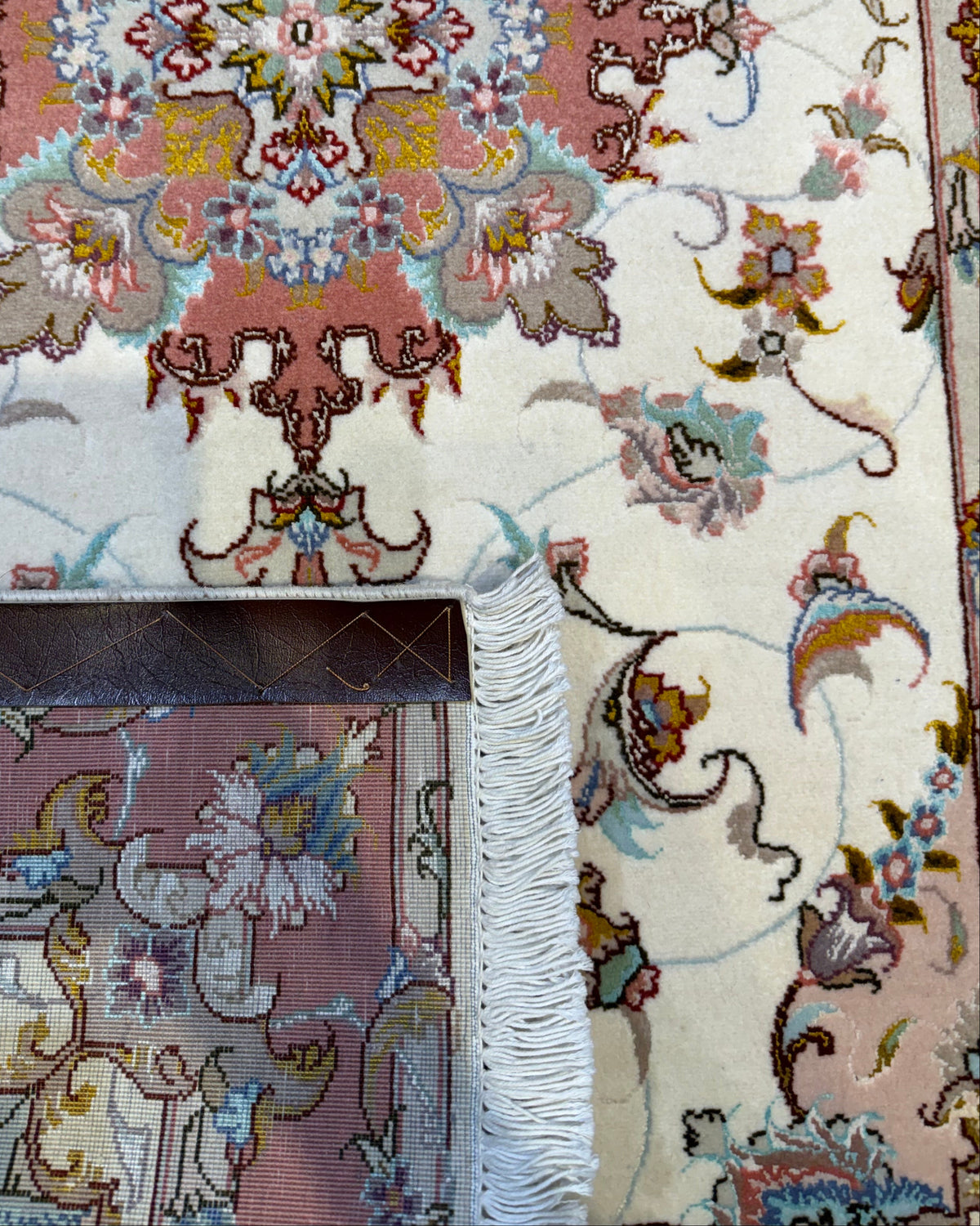 Tappeto persiano Tabriz 60 Raj misto seta rosa 128x74 cm