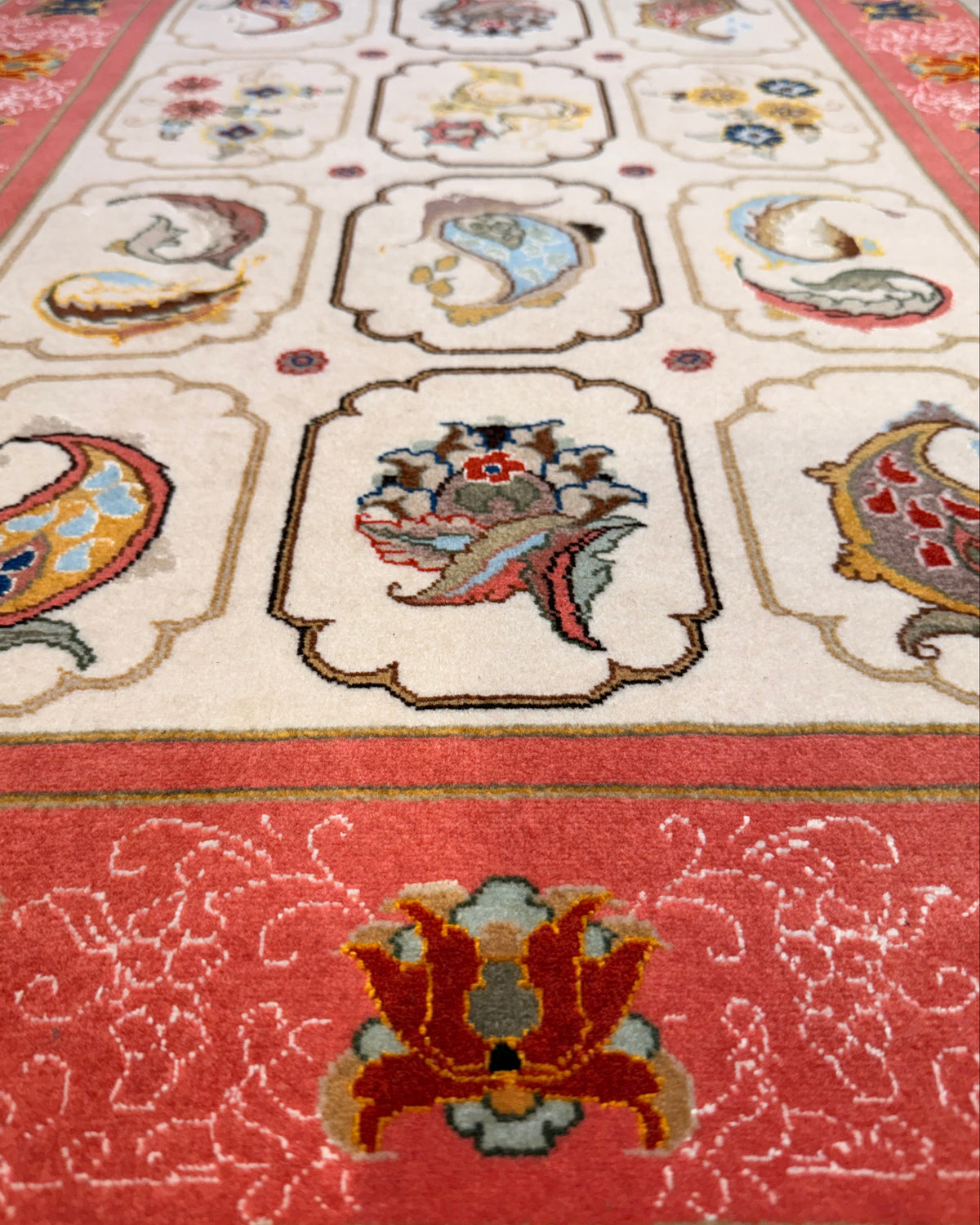 Tappeto persiano Tabriz 60 Raj rosa misto seta 113x80 cm con disegno 