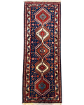 Tappeto persiano Yalameh blu 146x55 cm con medaglioni geometrici