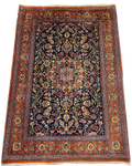 Tappeto persiano Qom Kork usato 155x105 cm annodato a mano con medaglione centrale e disegno floreale