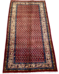 Tappeto persiano Saraband usato 195x100 cm con motivo geometrico su fondo rosso