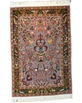 Tappeto persiano Tabriz 60 Raj annodato a mano con albero della vita, uccelli e motivi floreali, misura 147x101 cm