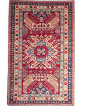 Tappeto Uzbek usato 190x125 cm rosso con motivi geometrici
