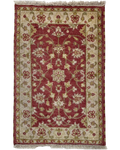 Tappeto Ziegler usato 105x62 cm rosso con motivi floreali crema e verdi