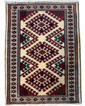 Turkaman 88x62 cm - scendiletto annodato a mano con motivo geometrico