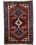 Yalameh 78x54 cm, scendiletto rosso e blu con medaglioni geometrici